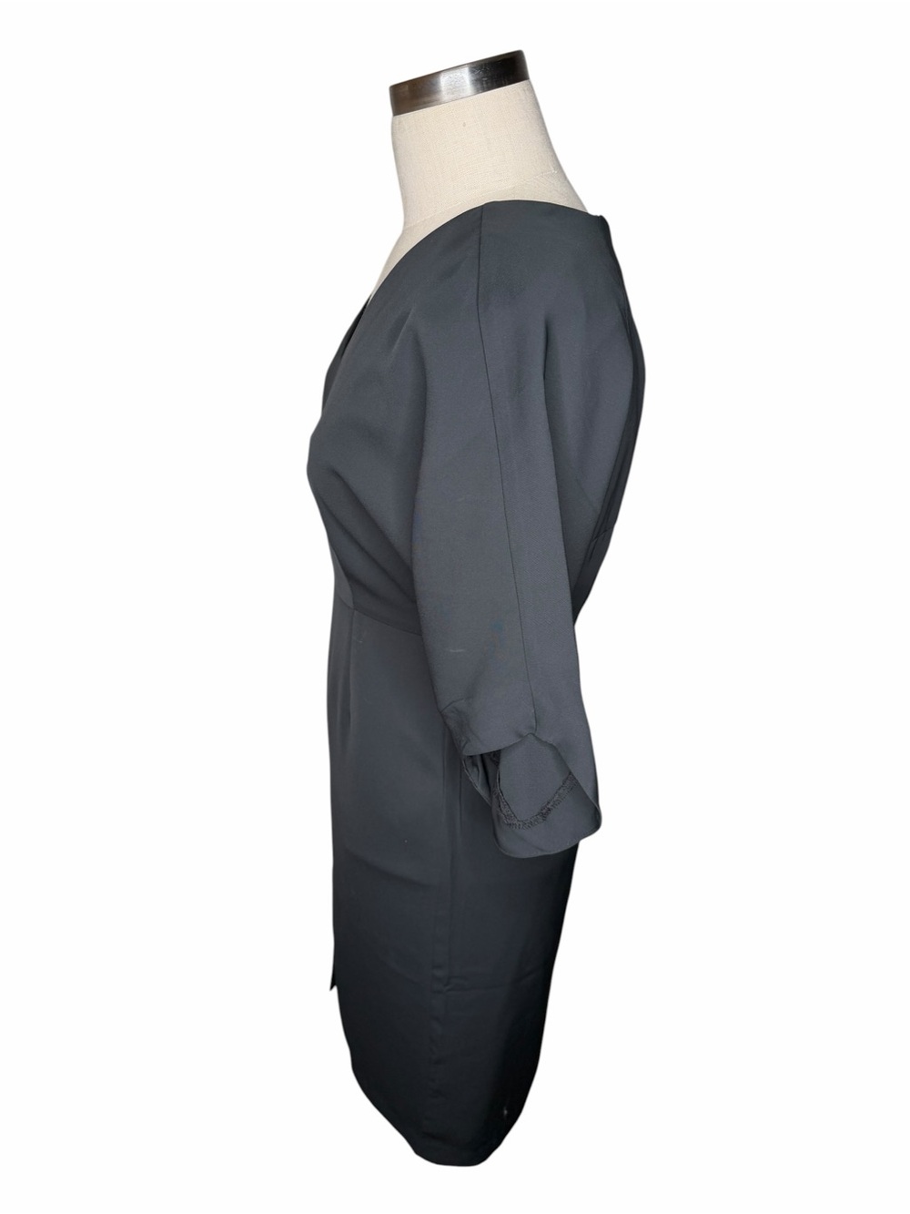 BANANA REPUBLIC Factory Black V-Neck Midi Sheath Dress Women's Size 2 LBD Career - Picture 2 of 5